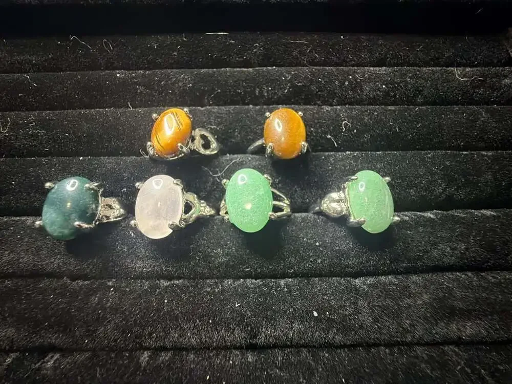 Natural Stone Gemstone Ring Bundle Size 6